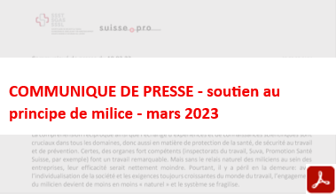 COMMUNIQUE DE PRESSE - soutien au principe de milice - mars 2023